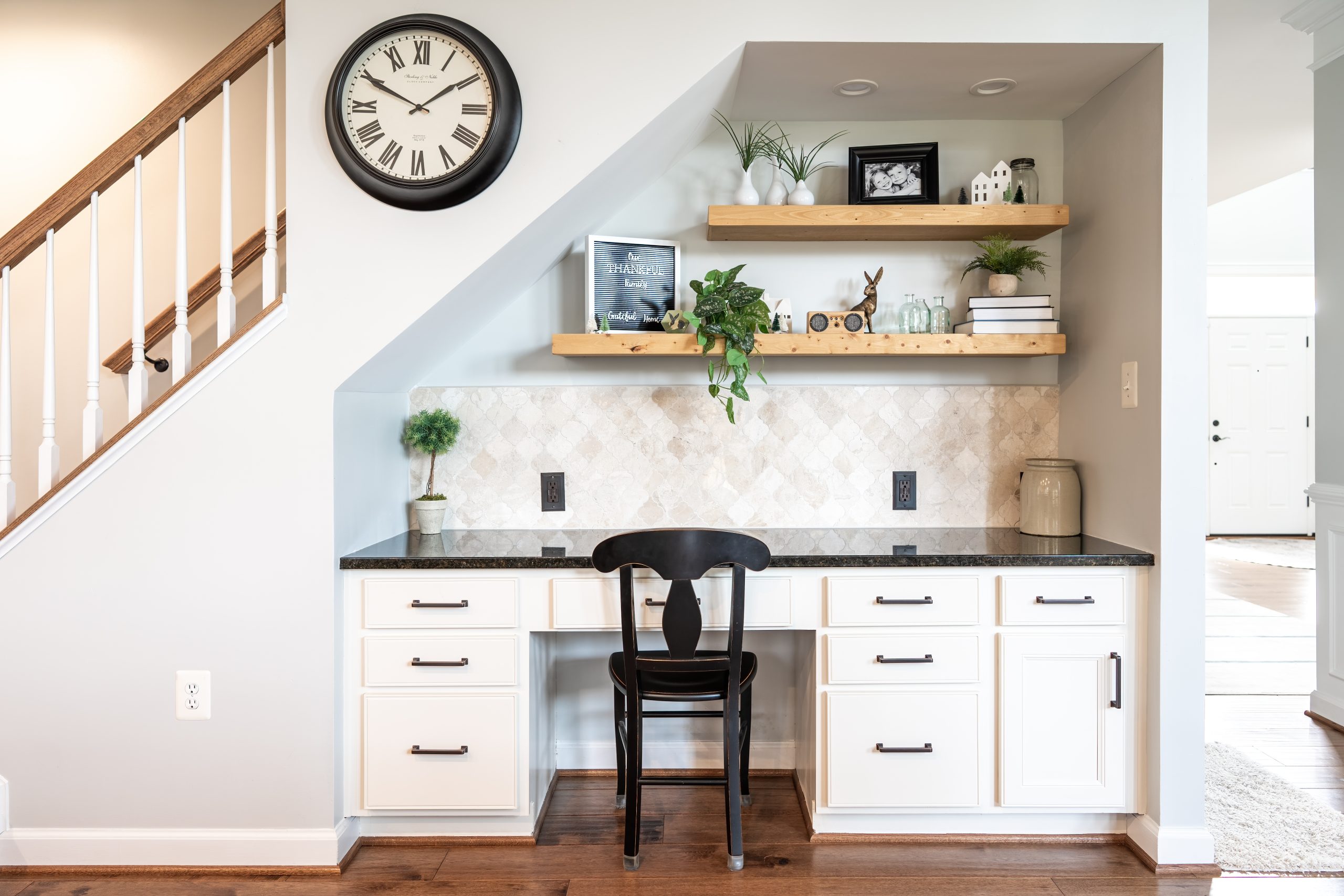 kitchen nook remodel with office desk